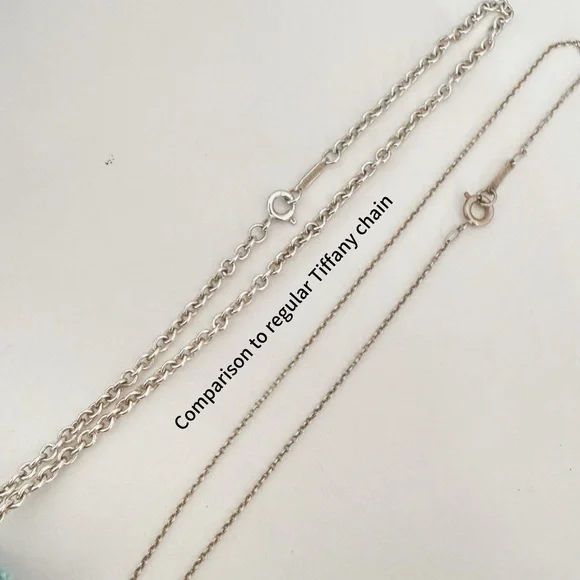 Tiffany&Co. Blue Splash Enamel Heart Pendent Necklace 16 in Thick Chain Silver - Picture 6 of 7